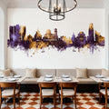 Sofia Bulgaria Skyline Purple & Gold Mural Wallpaper - room preview 04
