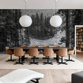 Sunwapta Falls BW Mural Wallpaper - room preview 04