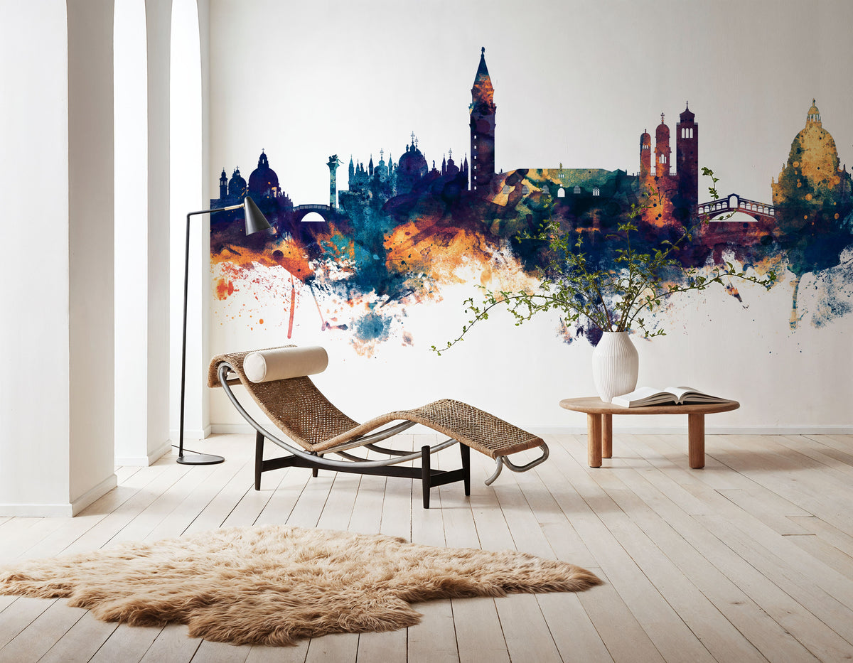 Venice Itay Skyline Blue & Bronze Mural Wallpaper - room preview 04