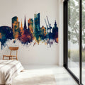Dortmund Germany Skyline Blue & Bronze Mural Wallpaper - room preview 04