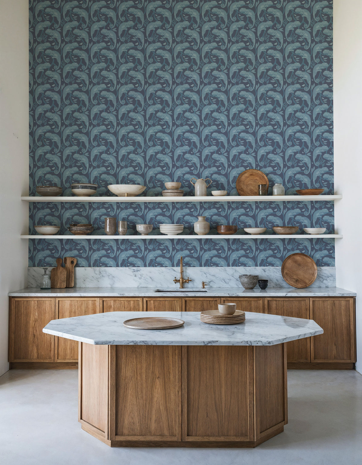 Chamelion Blue Mural Wallpaper - room preview 04