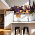 Wakefield England Skyline Purple & Gold Mural Wallpaper - room preview 04