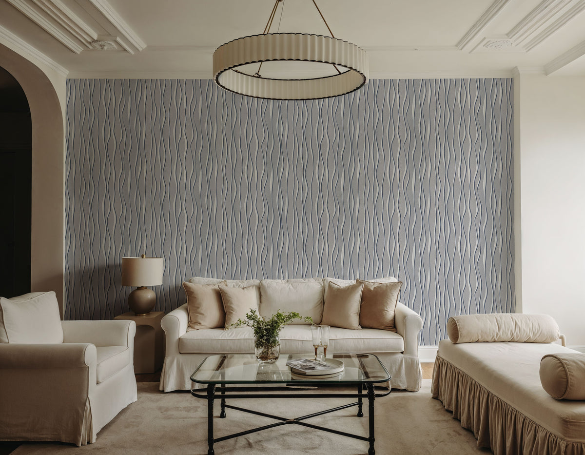 Swaying Lines, Dove Blue Mural Wallpaper - room preview 04