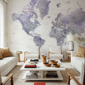 World Map Cities - Lilas Mural Wallpaper - room preview 04