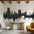 Swansea Wales Skyline Black & White Mural Wallpaper - room preview 04