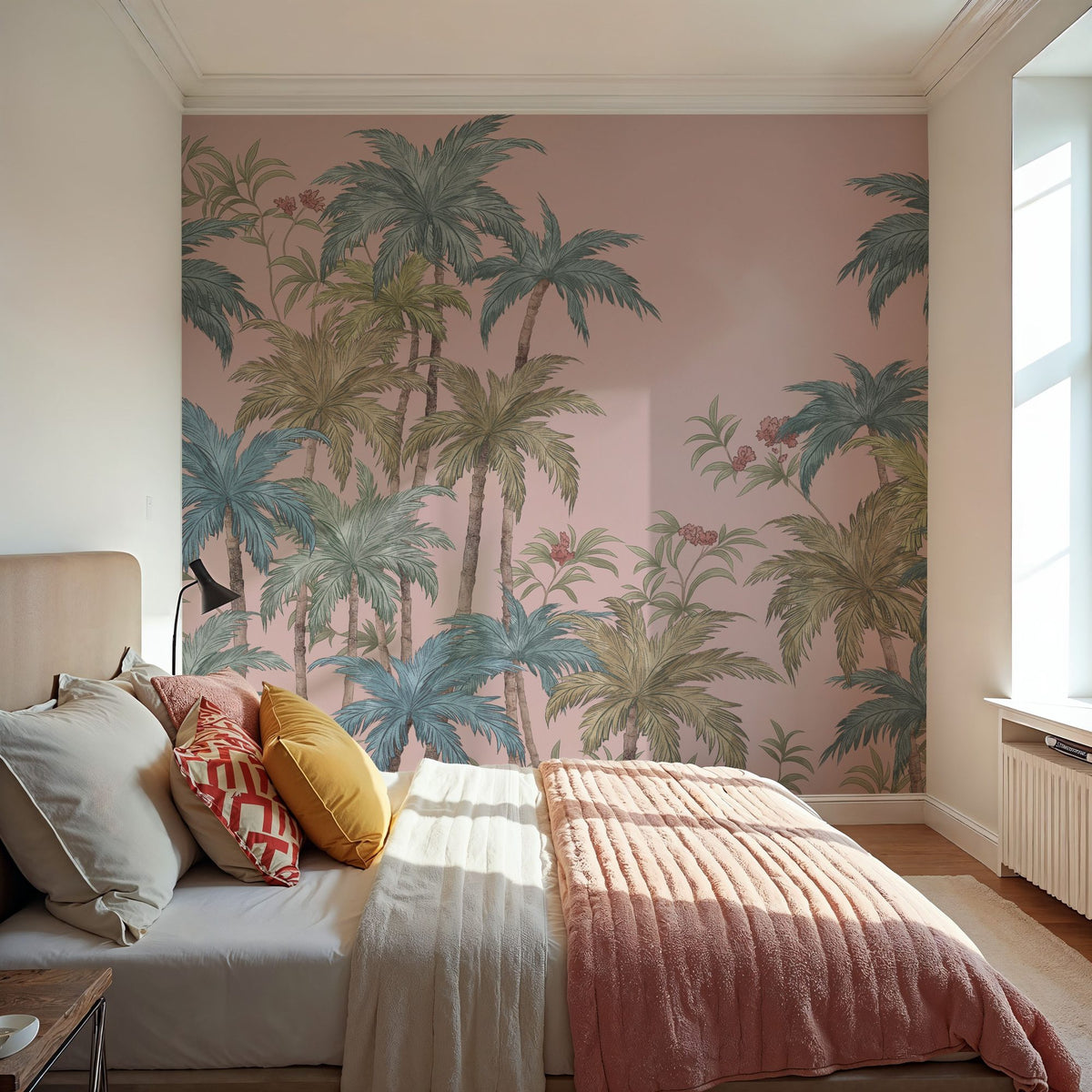 Palm Abode, Peach Mural Wallpaper - room preview 04