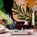 Graphic Leaves & Bold Colors Mural Wallpaper - room preview 04
