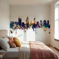 Perth Australia Skyline Blue & Bronze Mural Wallpaper - room preview 04