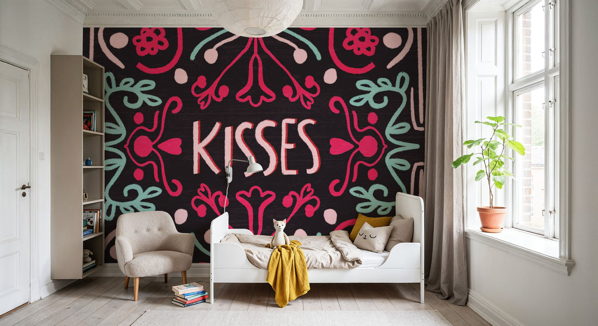 Love Sentiments Kisses Mural Wallpaper - room preview 04