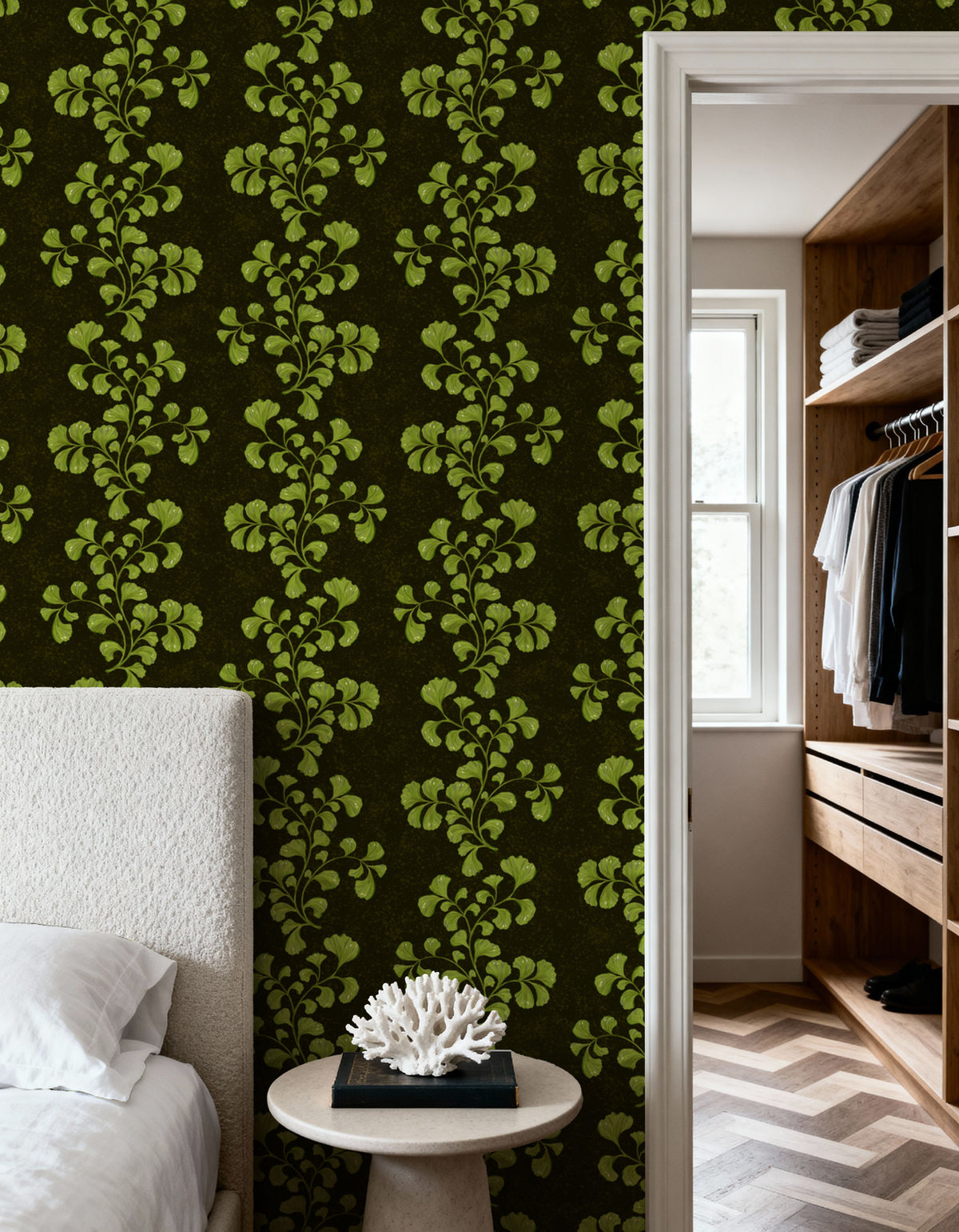 Fern Stripes, Fresh Green Mural Wallpaper - room preview 04