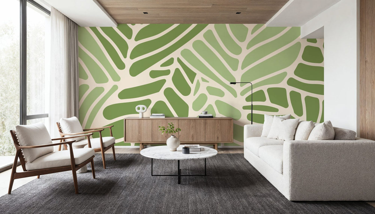 Leaf Vein Mosaic Mural Wallpaper - room preview 04