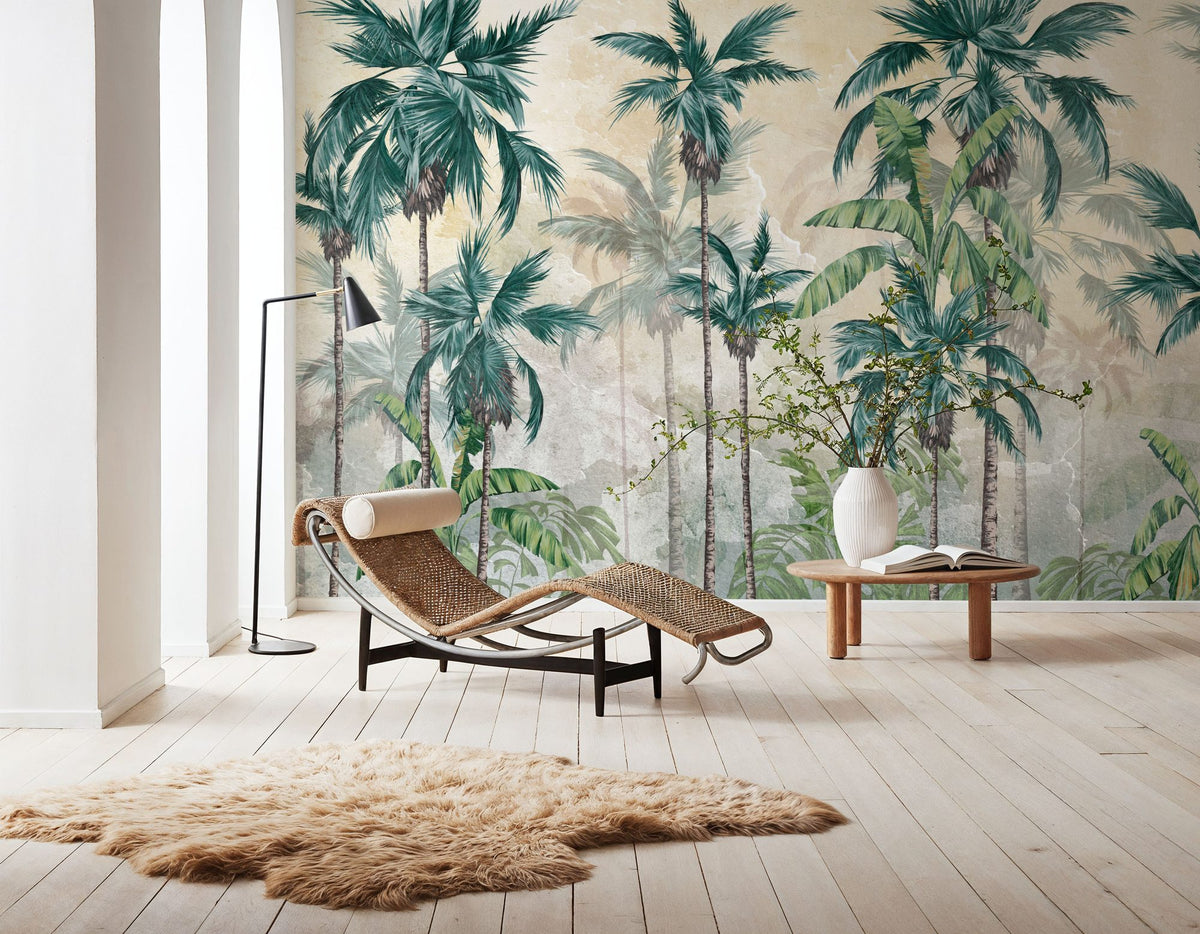 Textured Palm Paradise Mural Wallpaper - room preview 04