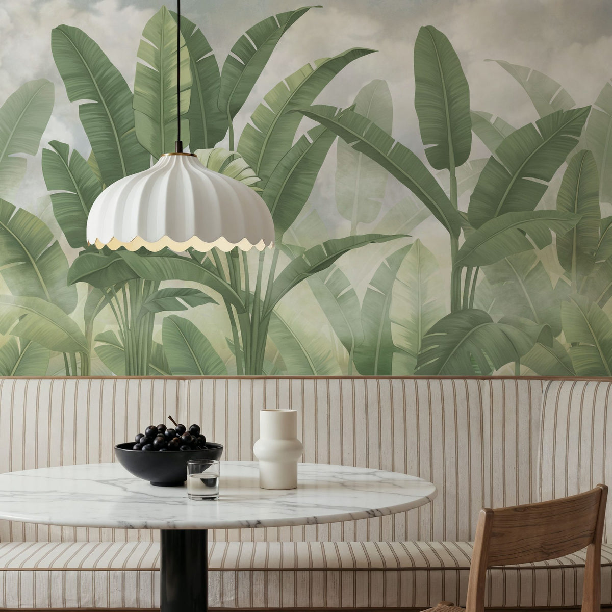 Banana Palms, Muted Green Mural Wallpaper - room preview 04