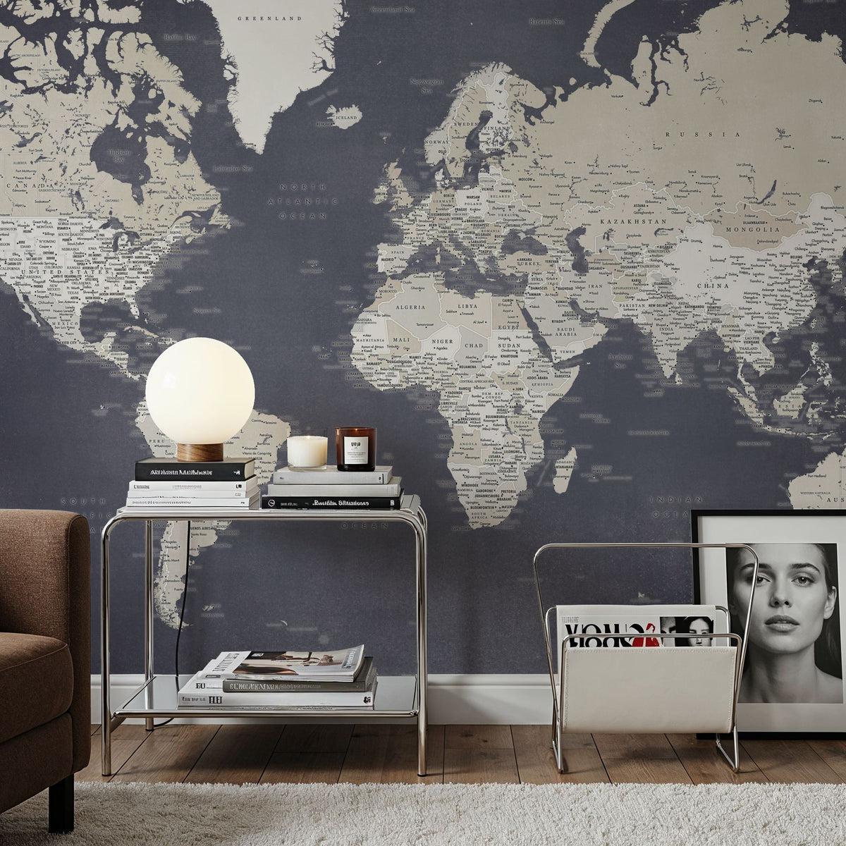 World Map Cities - Glyn Mural Wallpaper - room preview 04