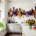 Johannesburg South Africa Skyline Purple & Gold Mural Wallpaper - room preview 04