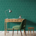 Bohemian Leaves Persian Green Mural Wallpaper - room preview 04