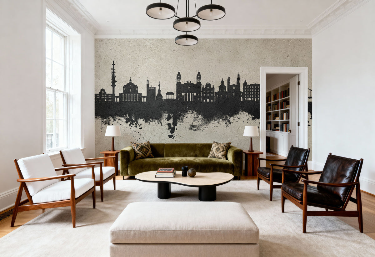 Pamplona Spain Skyline Concrete Mural Wallpaper - room preview 04