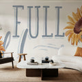 Sunflower Season VI White Mural Wallpaper - room preview 04
