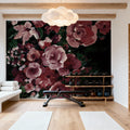 Botanical Elegance Burgundy I Mural Wallpaper - room preview 04