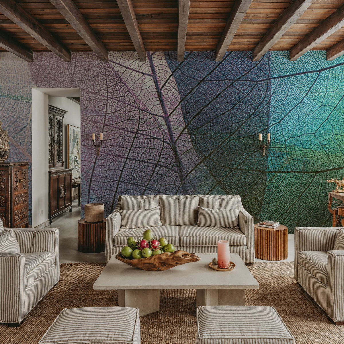 Pastel Leaves Mural Wallpaper - room preview 04