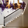 Tallinn Estonia Skyline Purple & Gold Mural Wallpaper - room preview 04