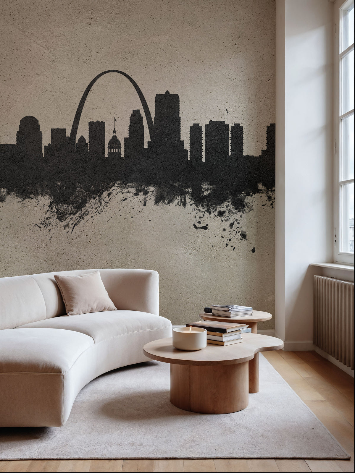 St Louis Missouri Skyline Concrete Mural Wallpaper - room preview 04