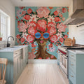 Sunning in Florals I Mural Wallpaper - Red Tone - room preview 04