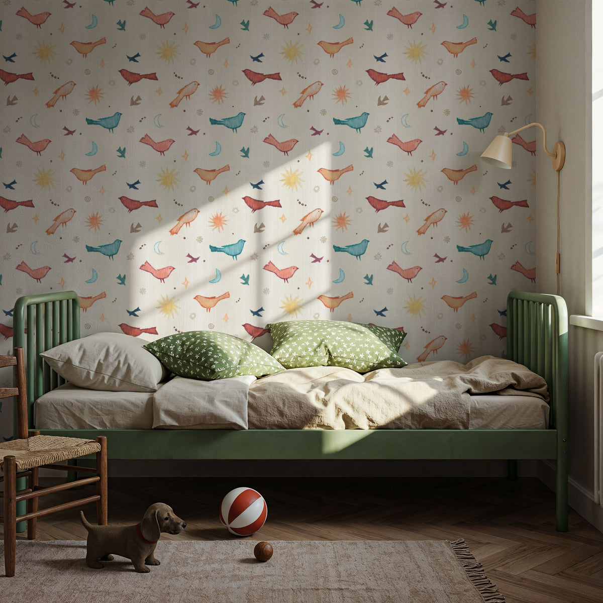 Boho Skies White Mural Wallpaper - room preview 04