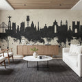 Lisbon Portugal Skyline Concrete Mural Wallpaper - room preview 04