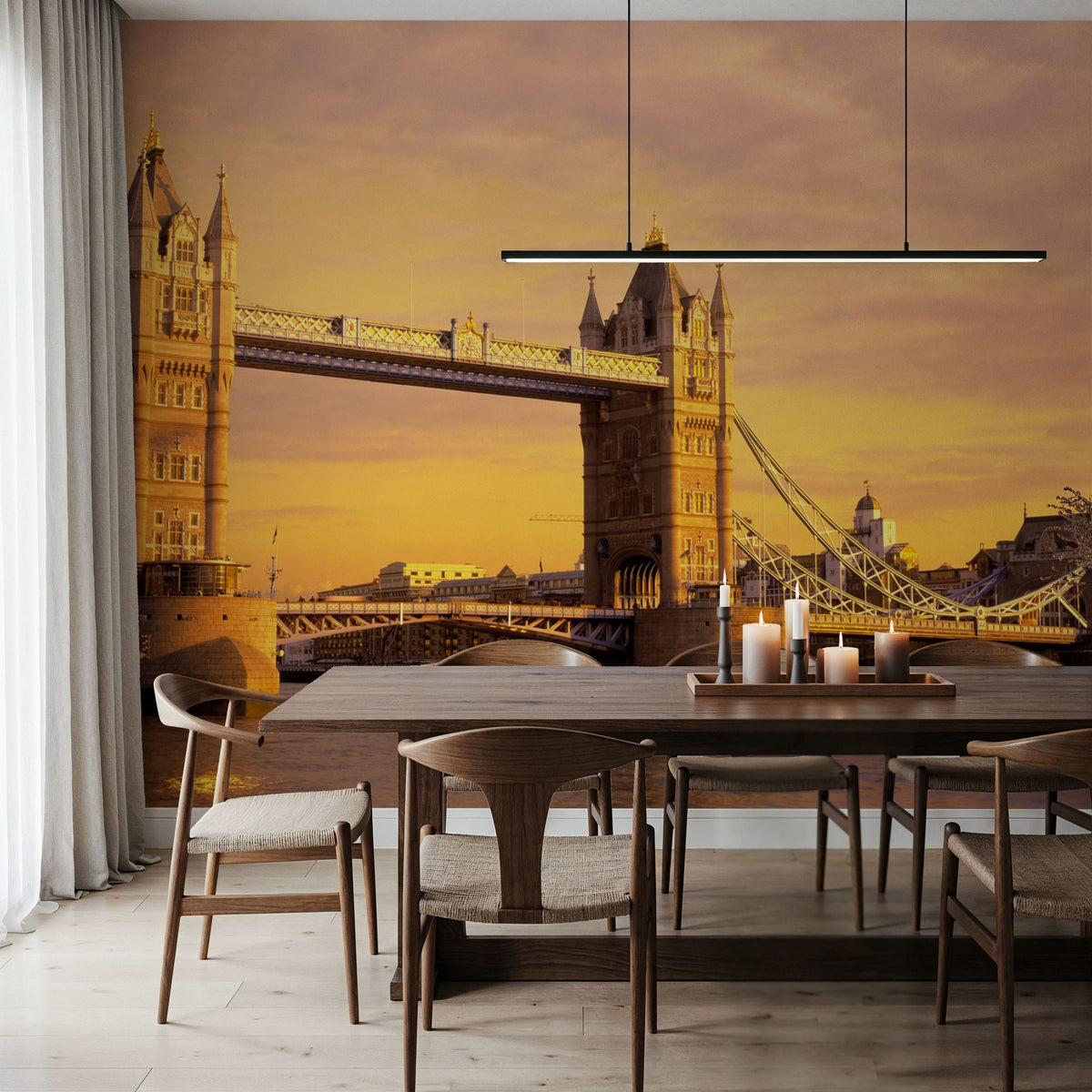 London Sunset Bridge Mural Wallpaper - room preview 04