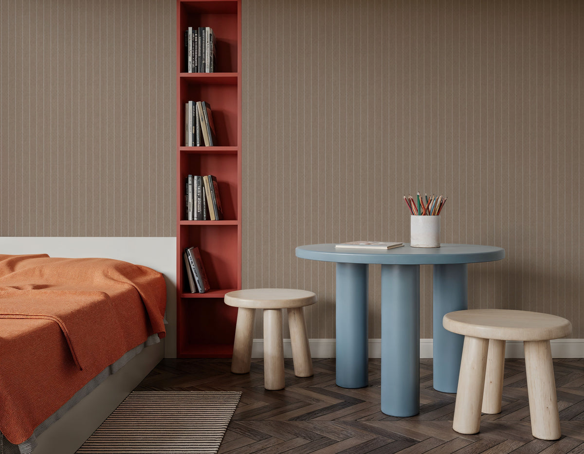 Tailor's Pin Stripe, Tan Mural Wallpaper - room preview 04