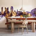 Chisinau Moldova Skyline Purple & Gold Mural Wallpaper - room preview 04