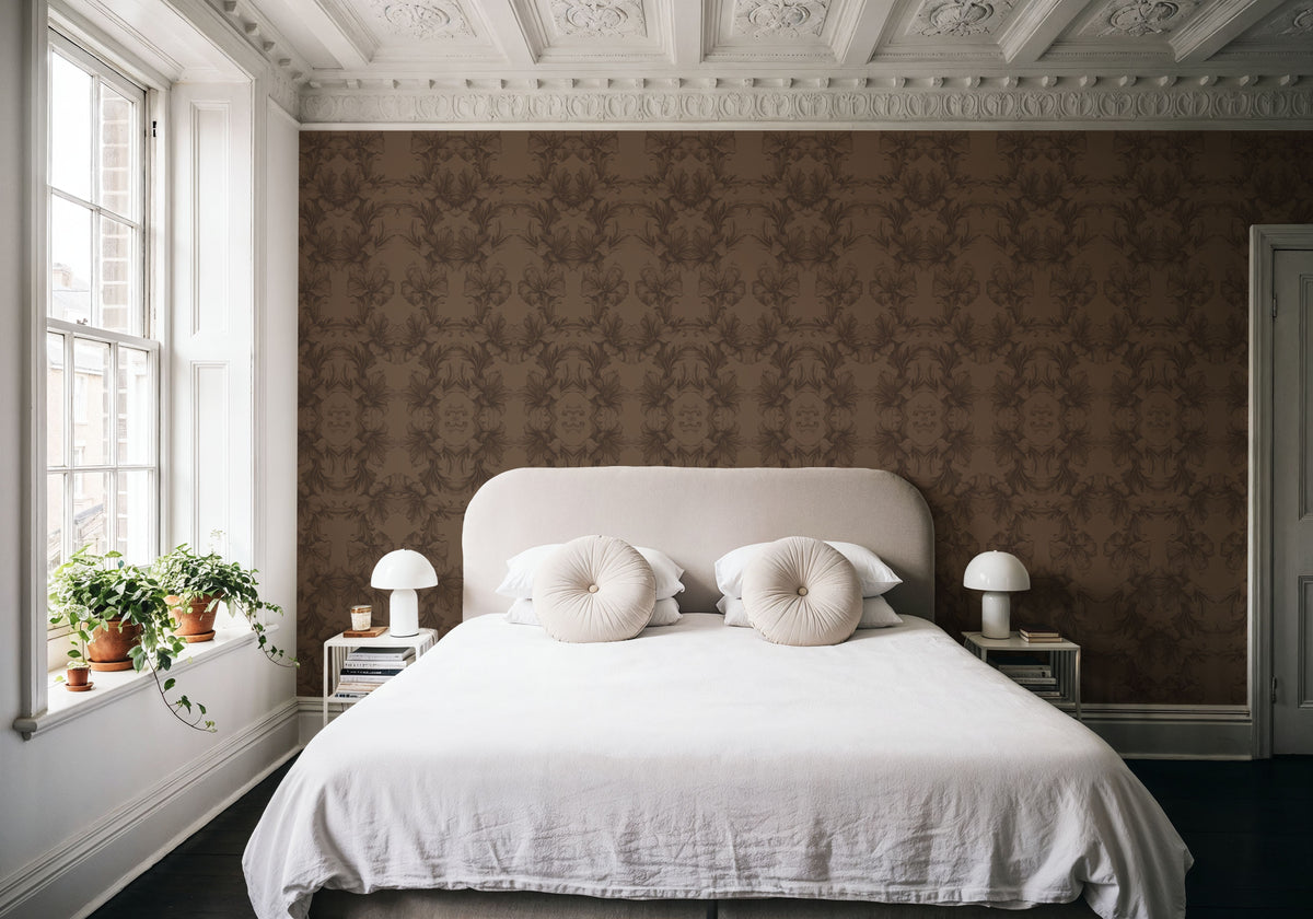Flower Bridges Small Brown Mural Wallpaper - room preview 04