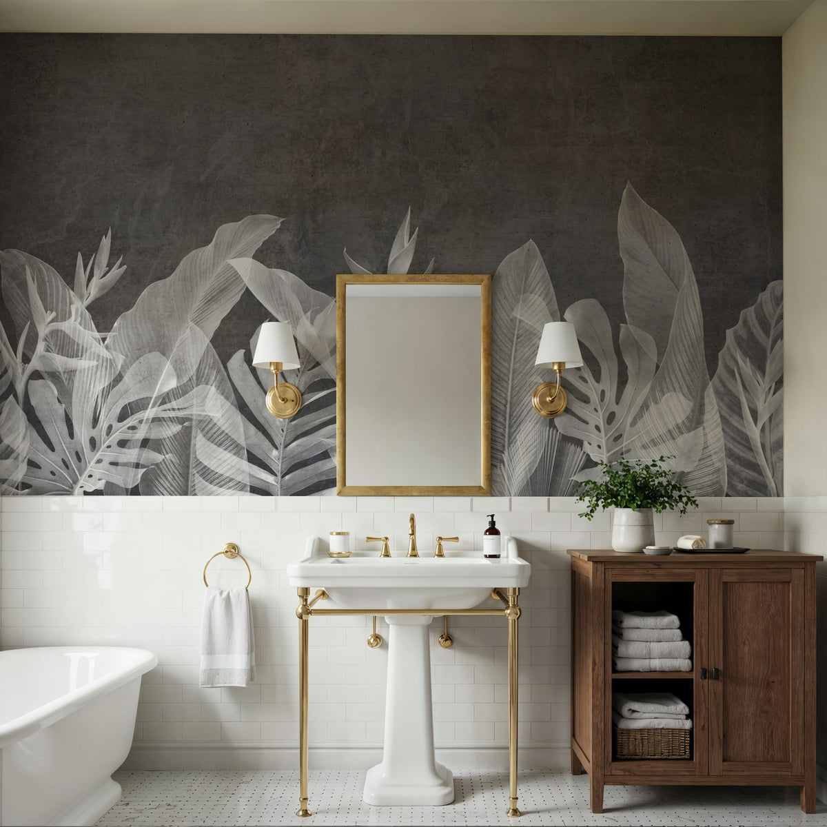 Whisper Leaf Mural Wallpaper - room preview 04