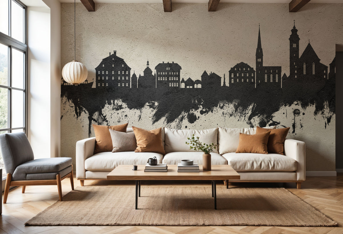 Hallstatt Austria Skyline Concrete Mural Wallpaper - room preview 04