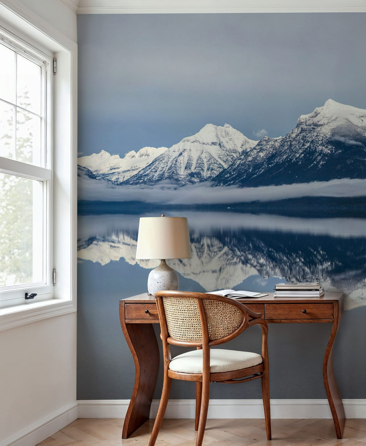 Mountains Over Lake Mural Wallpaper - room preview 04