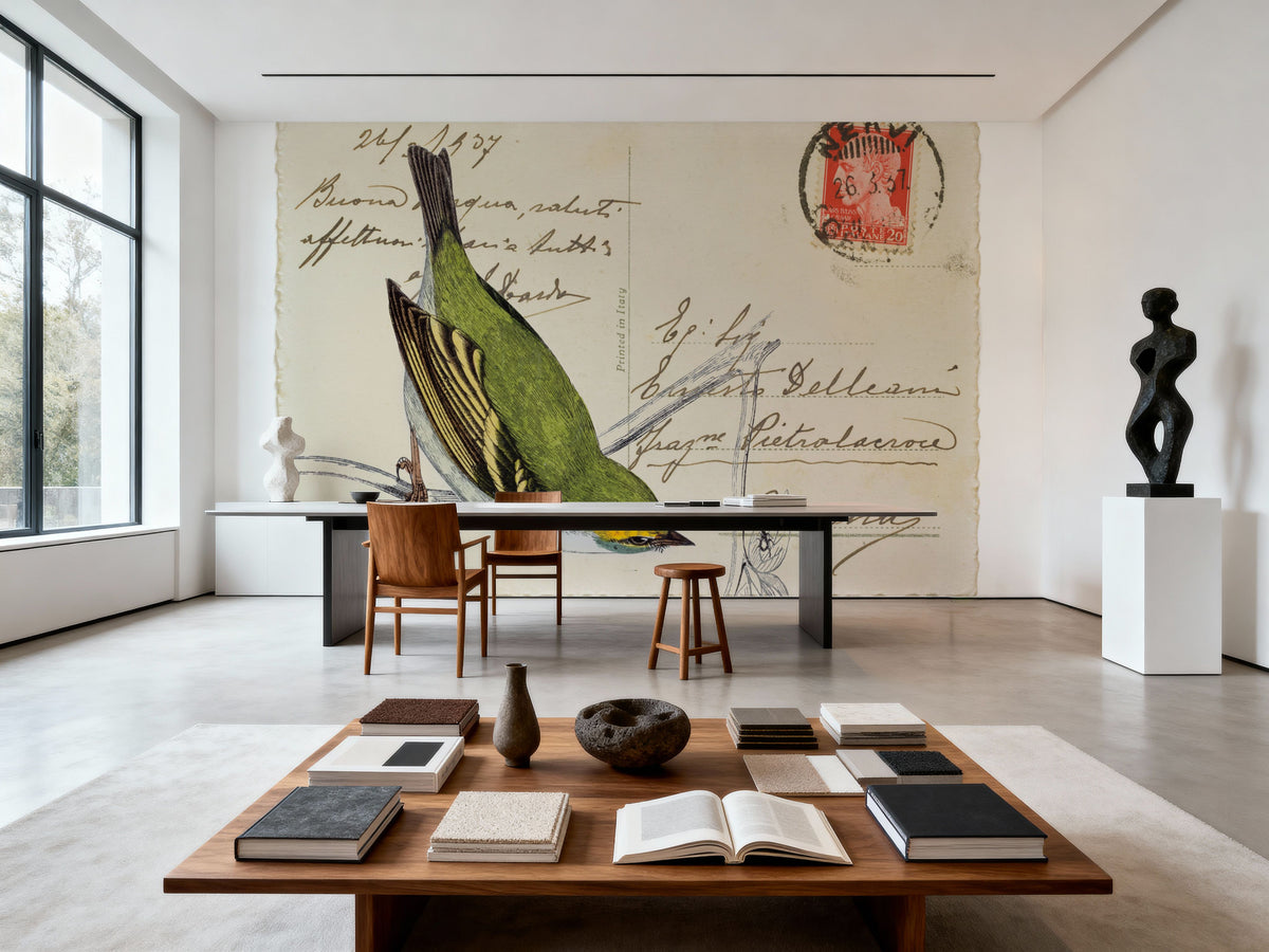 Postcard Bird I Mural Wallpaper - room preview 04