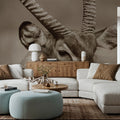 Waterbuck Portrait Sepia Mural Wallpaper - room preview 04