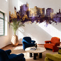 Portland Maine Skyline Purple & Gold Mural Wallpaper - room preview 04