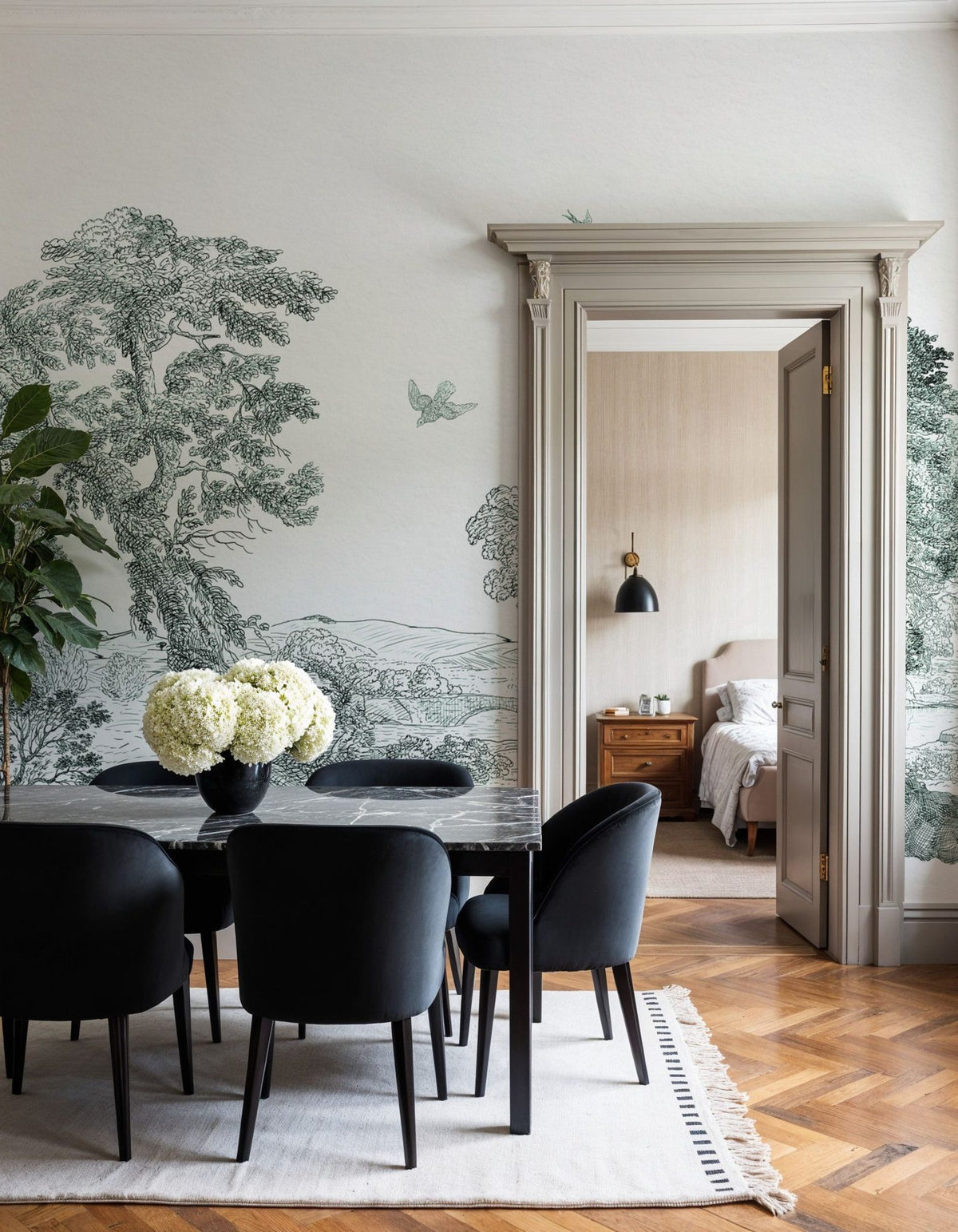 French Landscape, Forest Green Mural Wallpaper - room preview 04