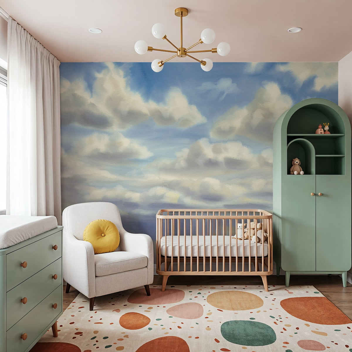 Cloud Drift Mural Wallpaper - room preview 04