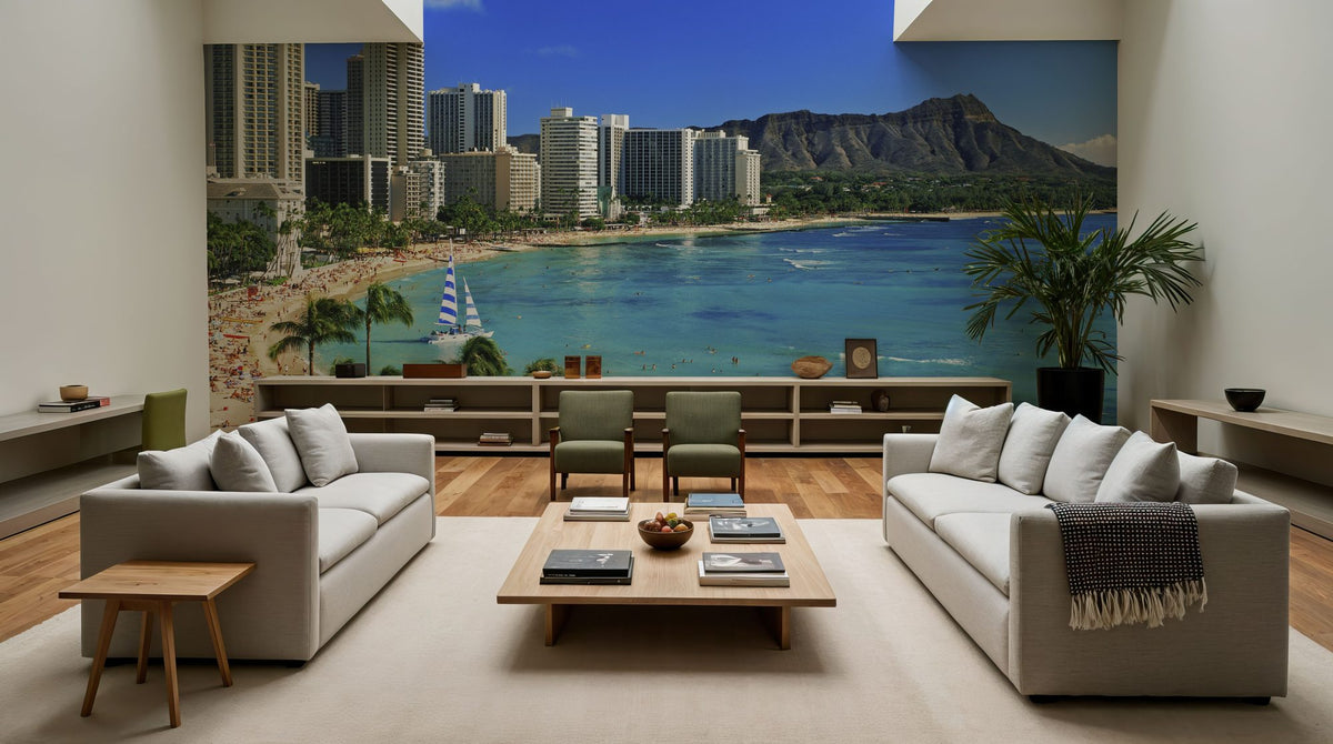Coastal Paradise Skyline Mural Wallpaper - room preview 04