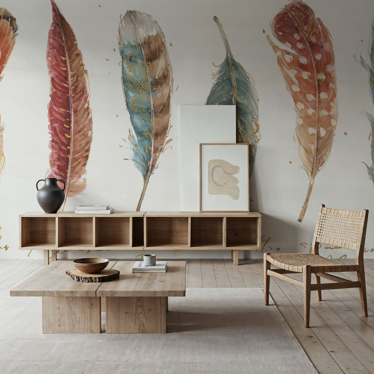 Spiced Nature XI Soft White Mural Wallpaper - room preview 04