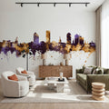 Tallahassee Florida Skyline Purple & Gold Mural Wallpaper - room preview 04