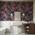 Pop Peonies, Pink & Teal Mural Wallpaper - room preview 04