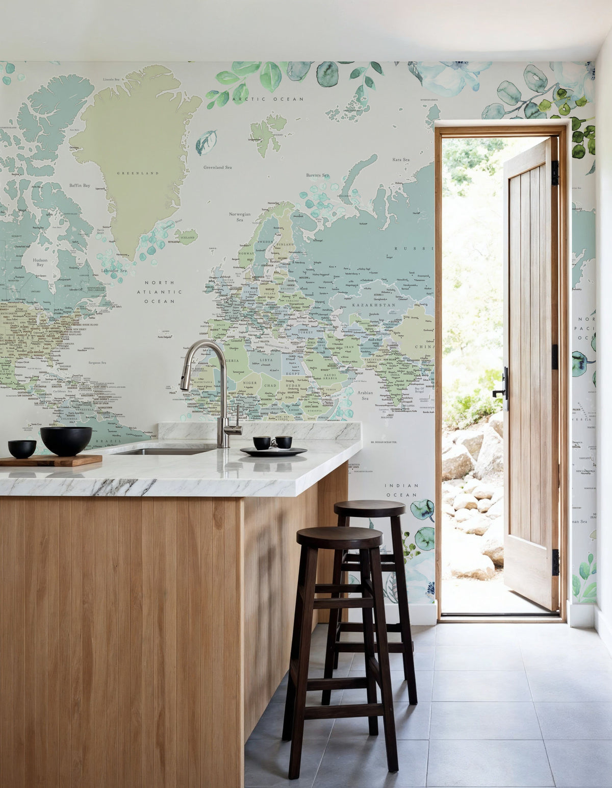 World Map Cities - Marie Mural Wallpaper - room preview 04