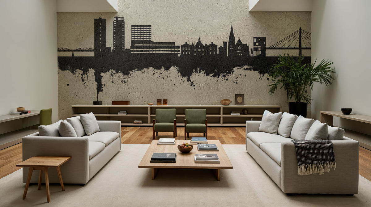 Umeå Skyline Concrete Mural Wallpaper - room preview 04
