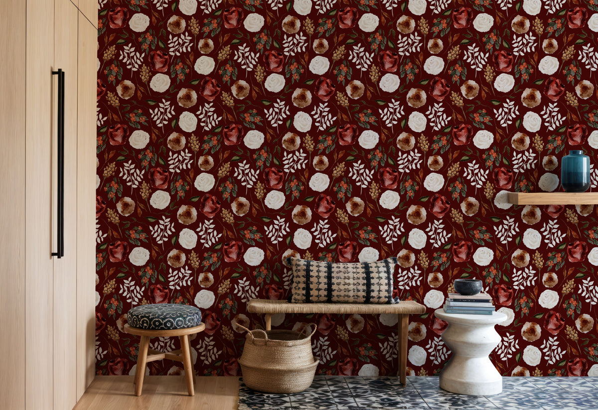 October Rose Mural Wallpaper - room preview 04