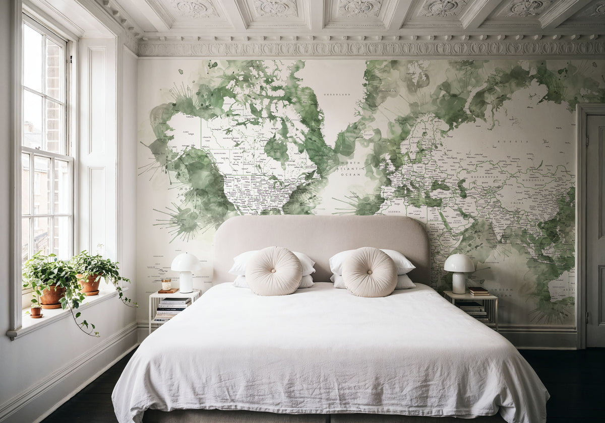 World Map Cities - Shawna Mural Wallpaper - room preview 04