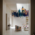 Mobile Alabama Skyline Blue & Bronze Mural Wallpaper - room preview 04